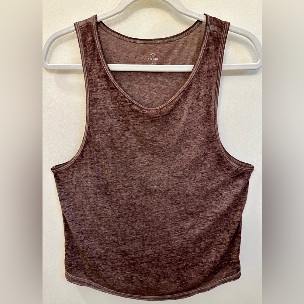 Aerie OFFLINE Burnout Tank, Relic Brown, sz S
